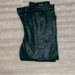Zara green faux leather pants